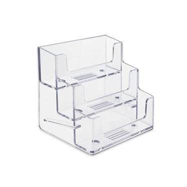 Imagem de SOURCEONE.ORG Porta-cartões de visita de acrílico transparente premium com 3 bolsos (pacote com 1)