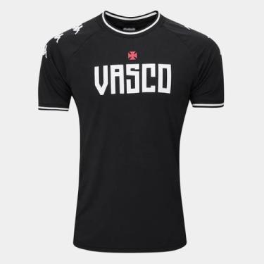 Imagem de Camisa Vasco Lettering Masculina Kappa Original 24/25 Preta, Preto, GG