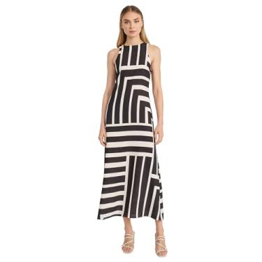 Imagem de Donna Morgan Vestido longo feminino sem mangas com corte frente única, evento, festa, encontro, convidada, Creme/preto, 40