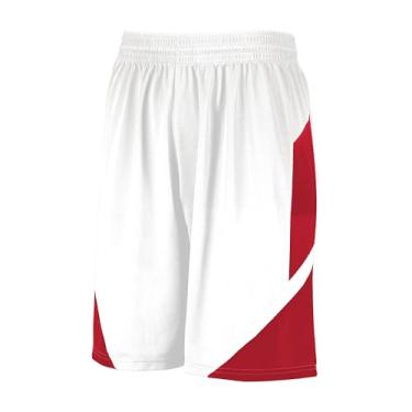 Imagem de Short de basquete Augusta Youth Step-Back Branco/Vermelho Grande