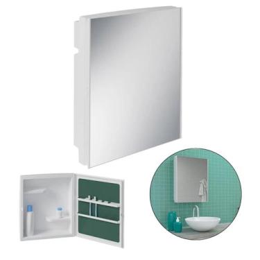 Imagem de Armário Plástico C/ Espelho De Embutir e Sobrepor P/ Parede - Astra