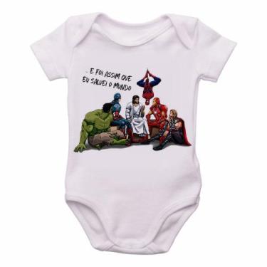 Imagem de body nenê criança roupa bebê Jesus  foi assim que Eu salvei o mundo - 