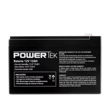 Imagem de Bateria Vrla 12v 12ah Estacionária/Nobreak Bike Com Nf-e - POWERTEK / 