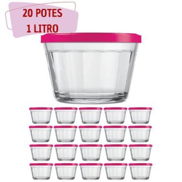 Imagem de Kit Potes Americano Tampa Sortida Grande Alimentos 1L - 20Un - NADIR F