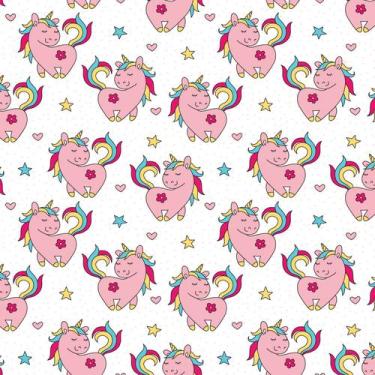 Imagem de Papel de Parede Unicornio Rosa Adesivo Infantil 2,70x0,57m - Quartinho