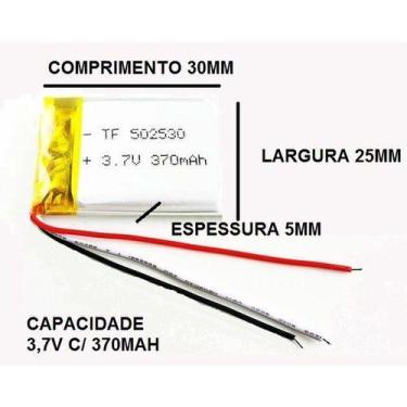 Imagem de Bateria C/ 3 Fios C/3,7v C/ 370mah 5mm X 25mm X 30mm - KMIG