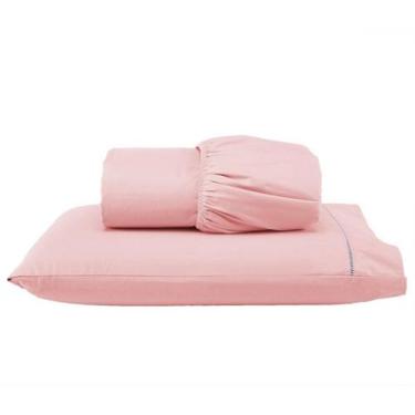 Imagem de Kit Roupa de Cama Solteiro 2 Peças 400 Fios Toque de Cetim Rose - Deco