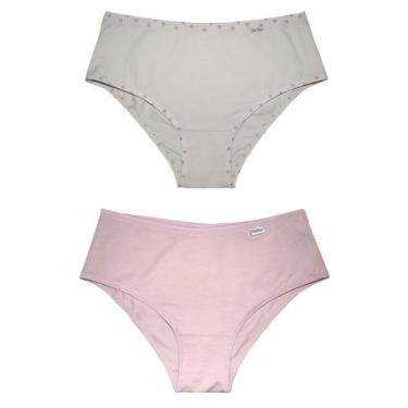 Imagem de Kit/2 Calcinha Delrio 50368 Feminina Básica Cotton T. P/GG, M, D8, Nat