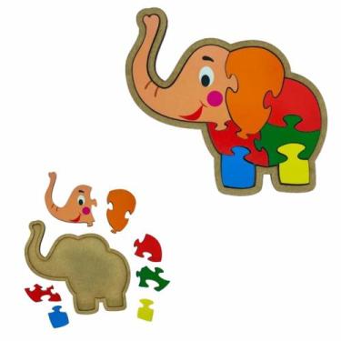 Imagem de Brinquedo Educativo Quebra cabeça Infantil Elefante mdf - INDÚSTRIA FE
