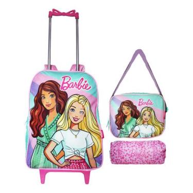 Imagem de Kit Mochila Barbie Rodinhas Original Lancheira Estojo Infant - Luxcel