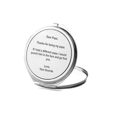 Imagem de SpreadPassion Dear Papa Espelho compacto, presente de papai, espelho fotográfico, espelho de maquiagem de viagem pequeno espelho portátil, espelho de bolso portátil, ideia de aniversário (1, redondo)