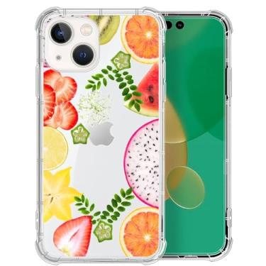 Imagem de Yuning419 Compatível com iPhone 13 Mini, capa transparente de morango fruta do dragão para iPhone 13 Mini, capa protetora à prova de choque de TPU macio para iPhone 13 Mini