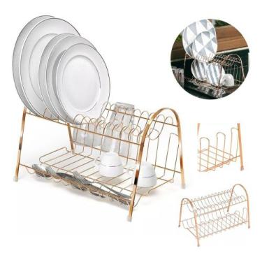 Imagem de Escorredor De Louça Max Duplo 15 Pratos Rose Gold - Arthi