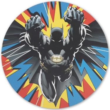Imagem de Placa de metal redonda DC Comics Batman Pop Art - Arte de parede retrô Batman para homem caverna, quarto de adolescente ou sala de cinema