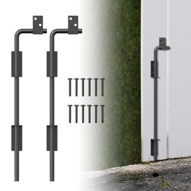 Imagem de URDOGSL Haste suspensa quadrada de 45,7 cm com acabamento preto - Trava de aterramento de portão de aço projetada para portões de vinil de metal de madeira - pacote com 2