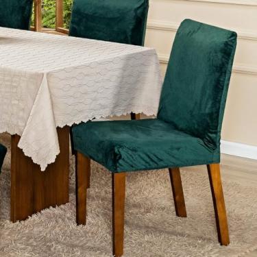 Imagem de Capa de Cadeira Jantar Avulsa em Veludo Lisa Splendore Ajustável com Elástico - Tecido...