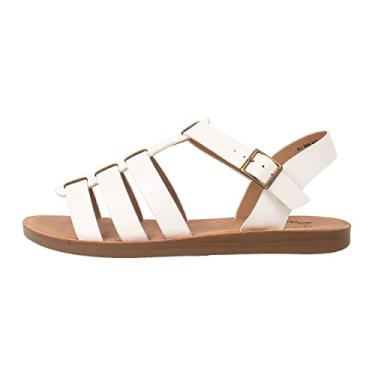 Imagem de Kassie Daniela Sandália feminina estilo pescador gladiador com fivela no tornozelo JAZMINE, Poliuretano branco, 36