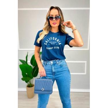 Imagem de Camiseta Feminina Azul Marinho California - Cianitas, P, Azul