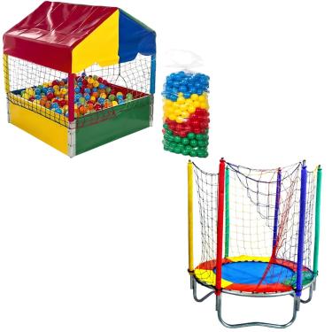 Imagem de Kit Cama Elástica 1,40m Piscina de Bolinhas 1,00m c/ 500 Bolinhas 