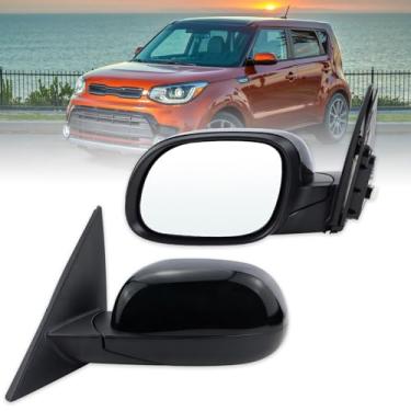 Imagem de Lqito Espelho lateral esquerdo do motorista compatível com Kia Soul 2014 2015 2016 2017 2018 2019 com vidro elétrico dobrável manual preto substituto #87610B2500 (3 pinos)