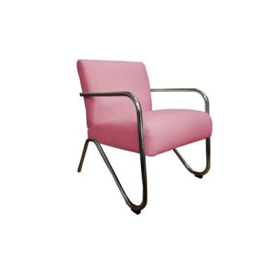 Imagem de Poltrona Decorativa Bela Suede Rosa Braço Cromado Mz Decor - Mazzero D