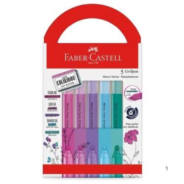 Imagem de Marca Texto Tons Pasteis Grifpen Faber Castell Com 5 Cores