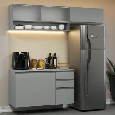 Imagem de Armário De Cozinha Compacta Suspenso 200cm Nice Madesa Xa11 Cinza