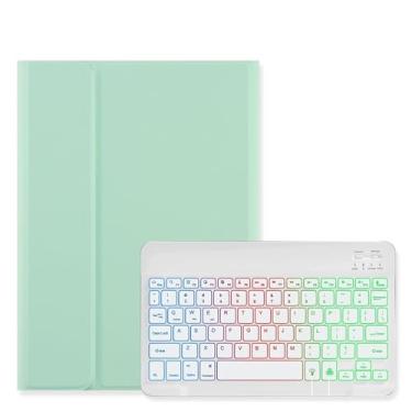 Imagem de Disonbeir Capa com teclado retroiluminado para iPad A16 2025/iPad 2022 10ª geração 10,9 polegadas capa com teclado colorido RGB retroiluminado teclado magnético destacável capa fofa cor doce, verde