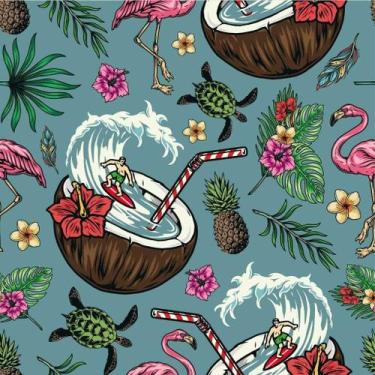 Imagem de Papel De Parede Temático Tropical Água De Coco - 3,00x0,50m - NoBrand