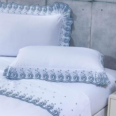 Imagem de Jogo de Lençol King Mistral Percal 200 Fios 100% Algodão 4 Peças - Topazio