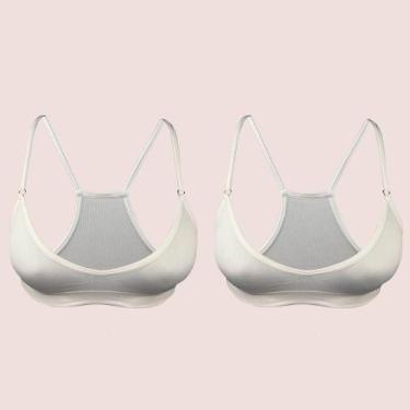 Imagem de Kit 2 Top Nadador Zee Rucci Sem Costura Microfibra Alça Fina, Branco, 