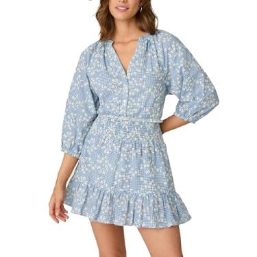 Imagem de Shoshanna Mini piquenique xadrez bordado feminino, Cambraia/Marfim, M