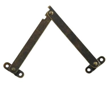 Imagem de conjuntos de dobradiças de suporte de tampa permanecem bronzes antigos decoração de ferro caixa de dobradiça ferragens de móveis porta de armário móveis de cozinha ferragens (349-L)