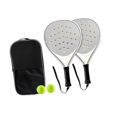 Imagem de oshhni Raquete de tênis de paddle com eva espuma núcleo de espuma leve padel raquete de fibra de carbono superfície para homens juniores feminino treinamento, 2 Rackets W Ball Bag