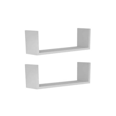 Imagem de Kit 2 Prateleiras Nicho U 54x10x15 Livros Decoração - Branco