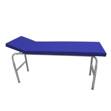 Imagem de Mesa Exame Clínico 80x65x180 Cabeceira Regulável Esmaltada Azul Royal 