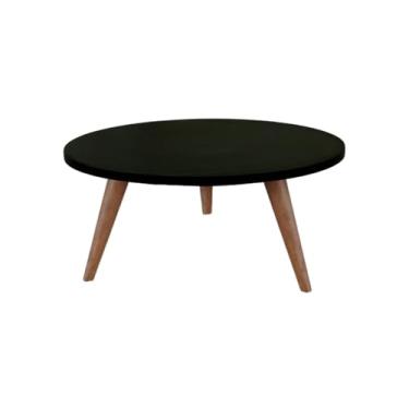 Imagem de Mesa Centro ou Lateral Tripé Tampo MDF 52cm Tati Mesinha Redonda de Canto Pé Palito (Preto)