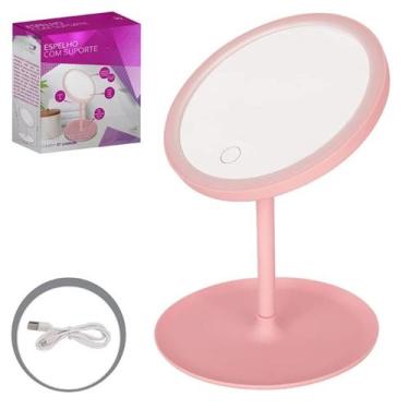 Imagem de Espelho Maquiagem Iluminado Led Touch 3 Níveis De Luz Recarregável Usb