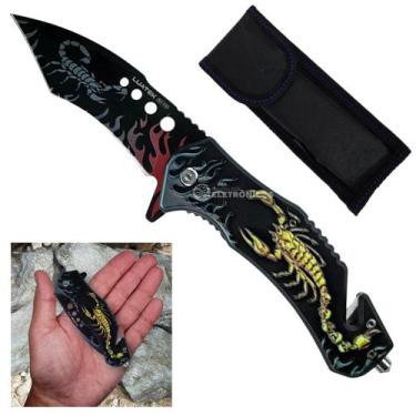 Imagem de Canivete Tático Compacto com Quebra-Vidro e Cortador para Emergências 