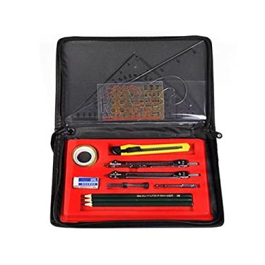 Imagem de Bússola para geometria 16 pçs/conjunto de bússola de esboço conjunto de ferramentas de precisão geometria de metal modelos de desenho lápis material escolar estudante (27 x 16 cm) ferramenta de
