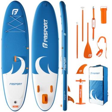 Imagem de FBSPORT Prancha de stand up paddle premium de 28 cm, prancha de ioga com acessórios de SUP e bolsa de transporte | Postura ampla, controle de surf, deck antiderrapante, trela, remo e bomba para jovens