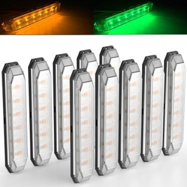 Imagem de PSEQT 4,7'' Fita De Led Para Marcador De Reboque, De Duas Cores, Âmbar E Verde, Com Dupla Função, Folga Lateral, Grade Traseira, Para-Choque, Para-Lama, Luz À Prova D'Água, 12V Para Reboque, Caminh