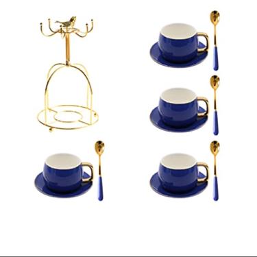 Imagem de AKALNNB Conjunto de chávenas de chá de cerâmica, xícaras e pires, xícaras de cappuccino britânicas com suporte de xícara para chá café com leite