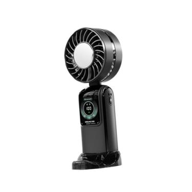 Imagem de Ｂｅｓｇａ Ventilador de mão pequeno 100 velocidade ajustável Speed ​​silencioso Ventilador portátil Display digital para viagens esportivas caminhadas externas, Preto