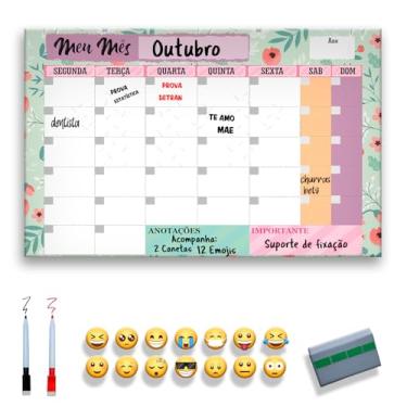 Imagem de Quadro Lousa Planejador Mensal/Planejamento Semanal/Planner/Planner Parede 40x60 Metal - Quadro Branco 2 canetas e 12 imãs (COLORIDO, 30x40)
