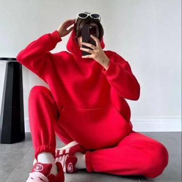 Imagem de Moletom Feminino Com Capuz Forrado De Lã Para Inverno - vitoria flower