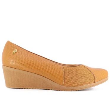 Imagem de Sapato Usaflex Anabela Tresse com Tecnologia para Joanetes, Caramelo, 