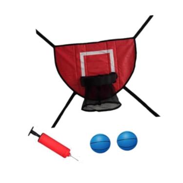 Imagem de YIJU Mini cesta de basquete para trampolim Acessórios para trampolim Treinamento Fácil de instalar Leve Tabela de basquete Gol, Vermelho