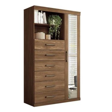 Imagem de Cômoda Multiuso 1 Porta e 6 Gavetas com Espelho Marabá Santos Andirá