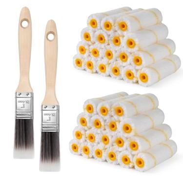 Imagem de YiBaiBrush Capas de rolo de tinta, pacote com 38, capas de rolo de microfibra de 10 cm 9,5 cm para pintura, pincel de pintura para paredes, suprimentos de pintura de casas pequenas para paredes, tetos